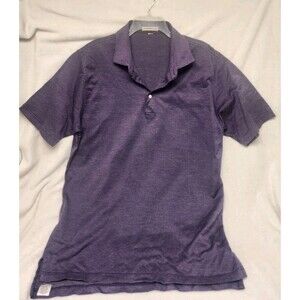 Peter Millar Polo Shirt Purple Plum Stripe Golf Shirt Mens L/XL(?) Long